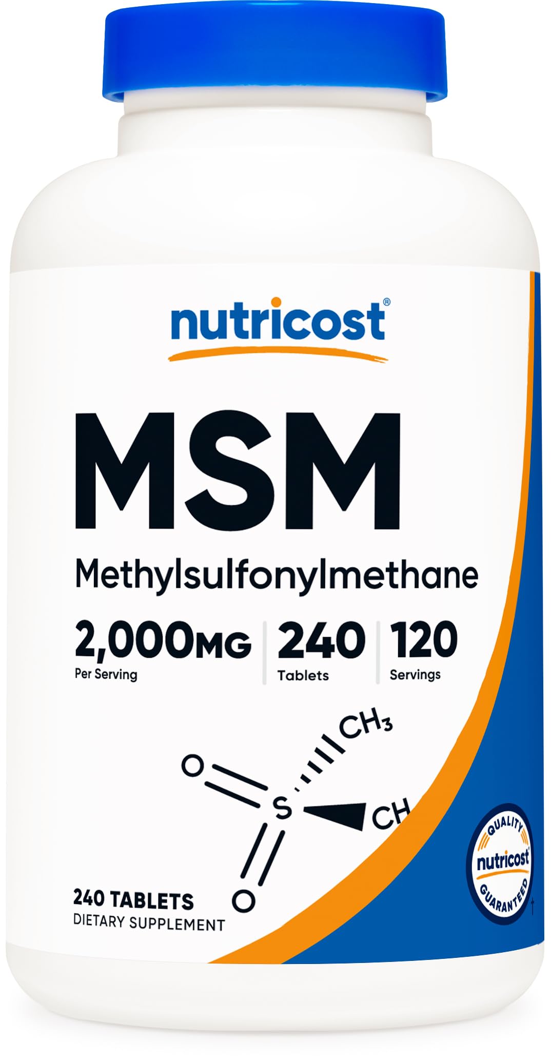 Nutricost MSM tablets bottle: 240 tablets for 120 servings