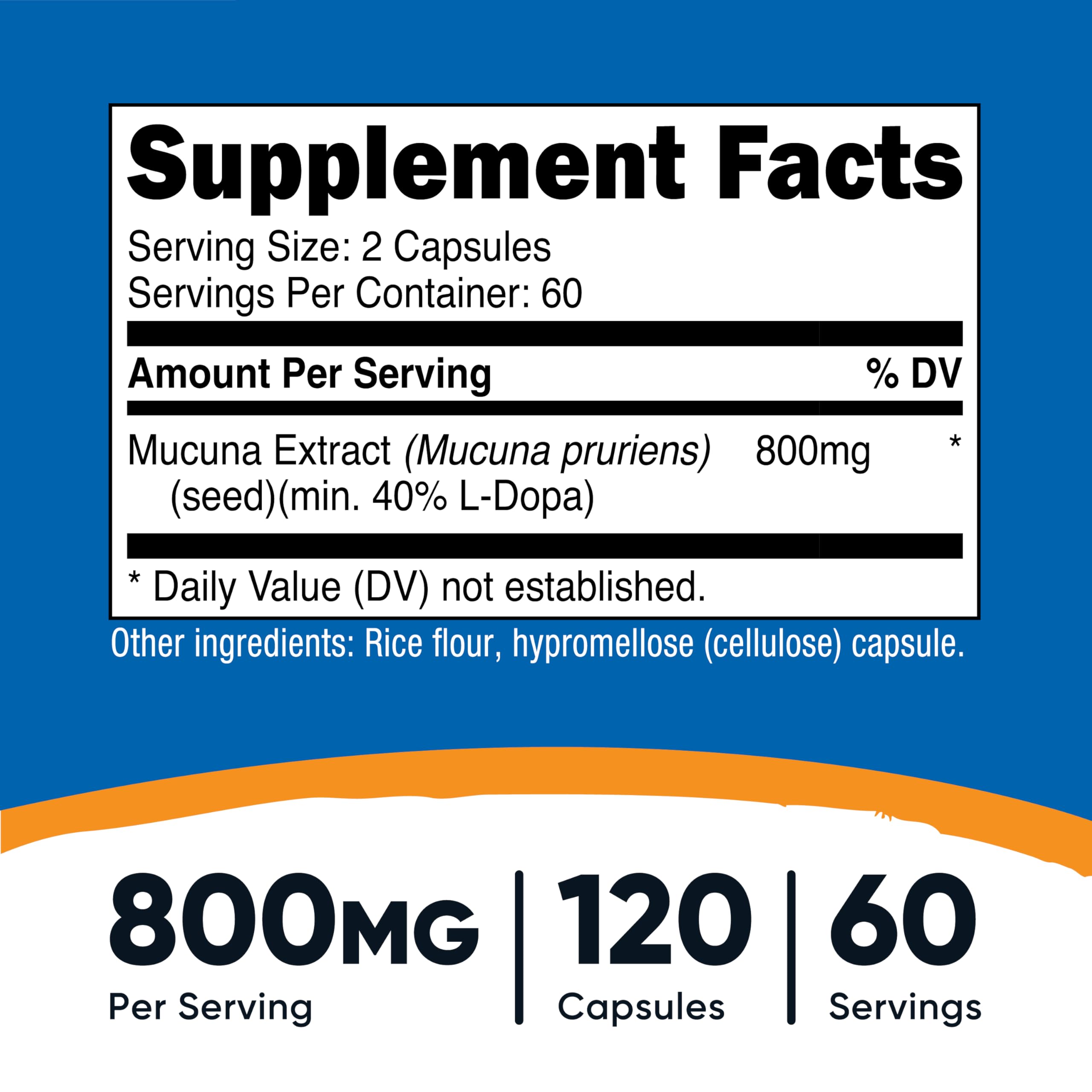 Close-up of Nutricost Mucuna Pruriens 400mg capsules