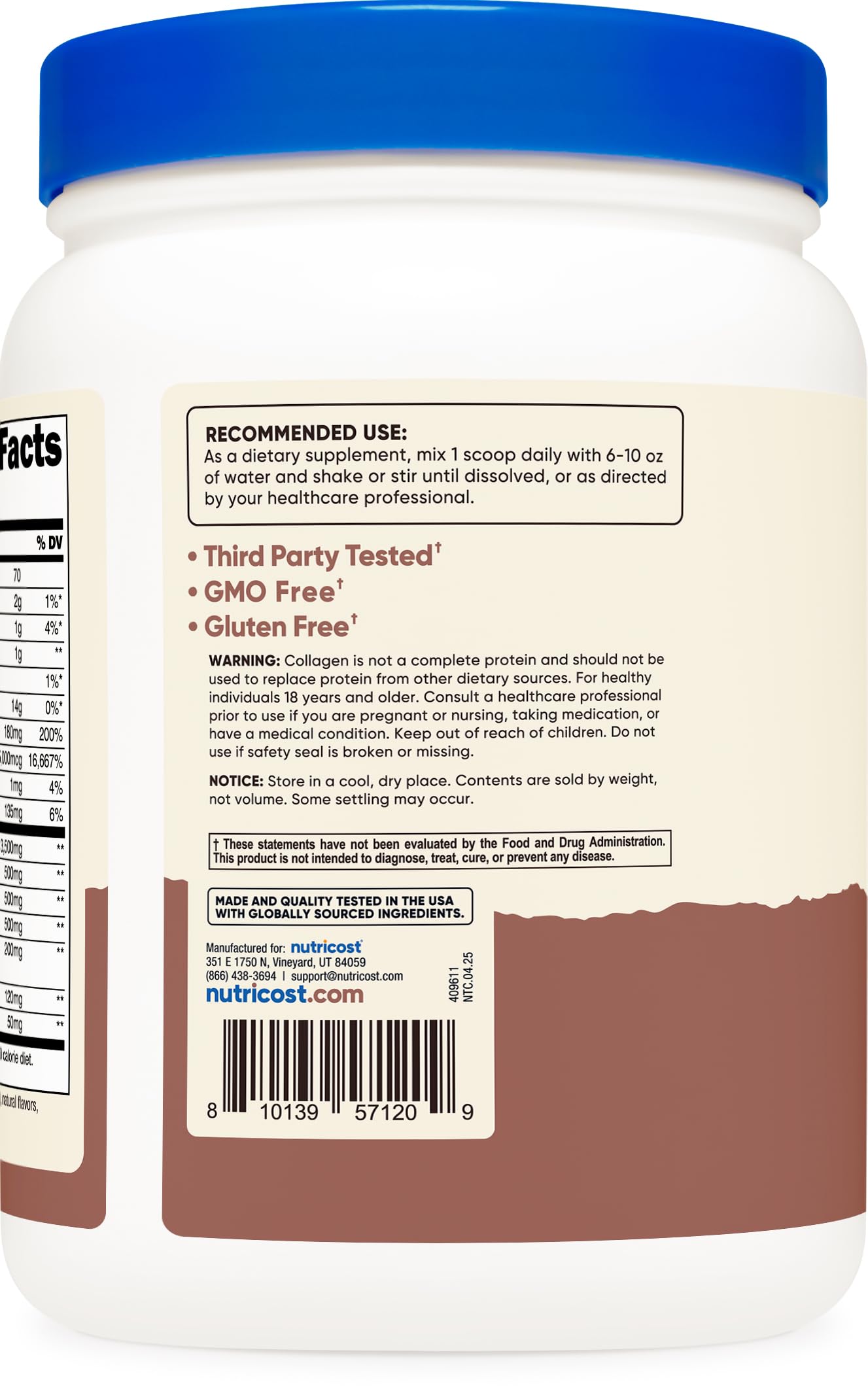 Biotin and collagen ingredients shown with supplement label