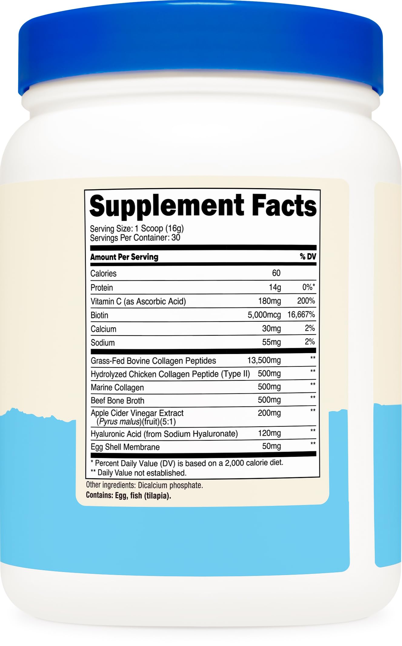 Daily dosage scoop and serving for Nutricost Multi Collagen Protein Complex