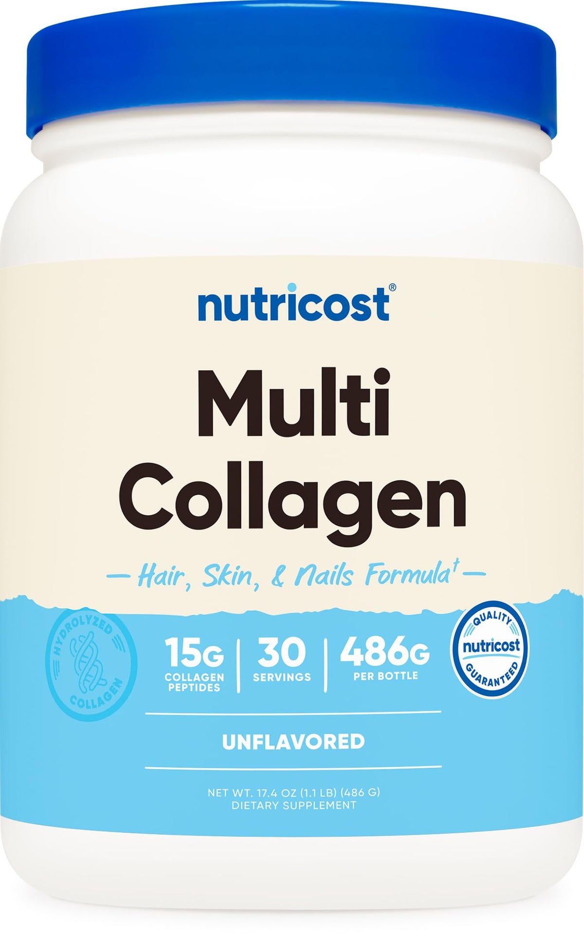 Nutricost Multi Collagen Protein Complex bottle front view