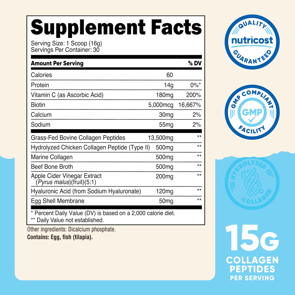 Nutricost Multi Collagen Protein Complex product label