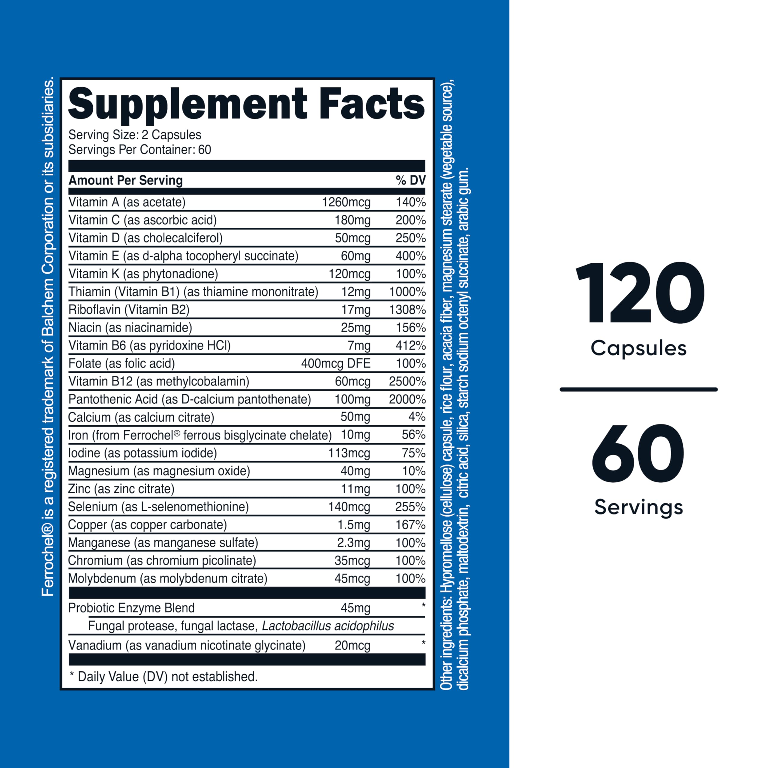 Close-up of Nutricost Multivitamin with Probiotics bottle label