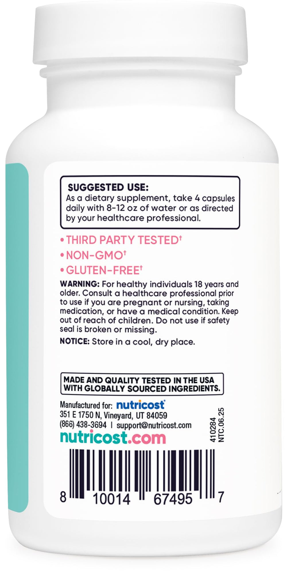 Product image indicating third-party testing in ISO-accredited laboratories