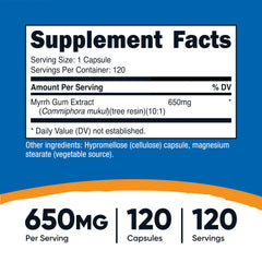 Nutricost Myrrh Extract Capsules bottle label