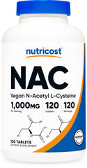 Nutricost NAC 1000 mg bottle with 120 vegan tablets