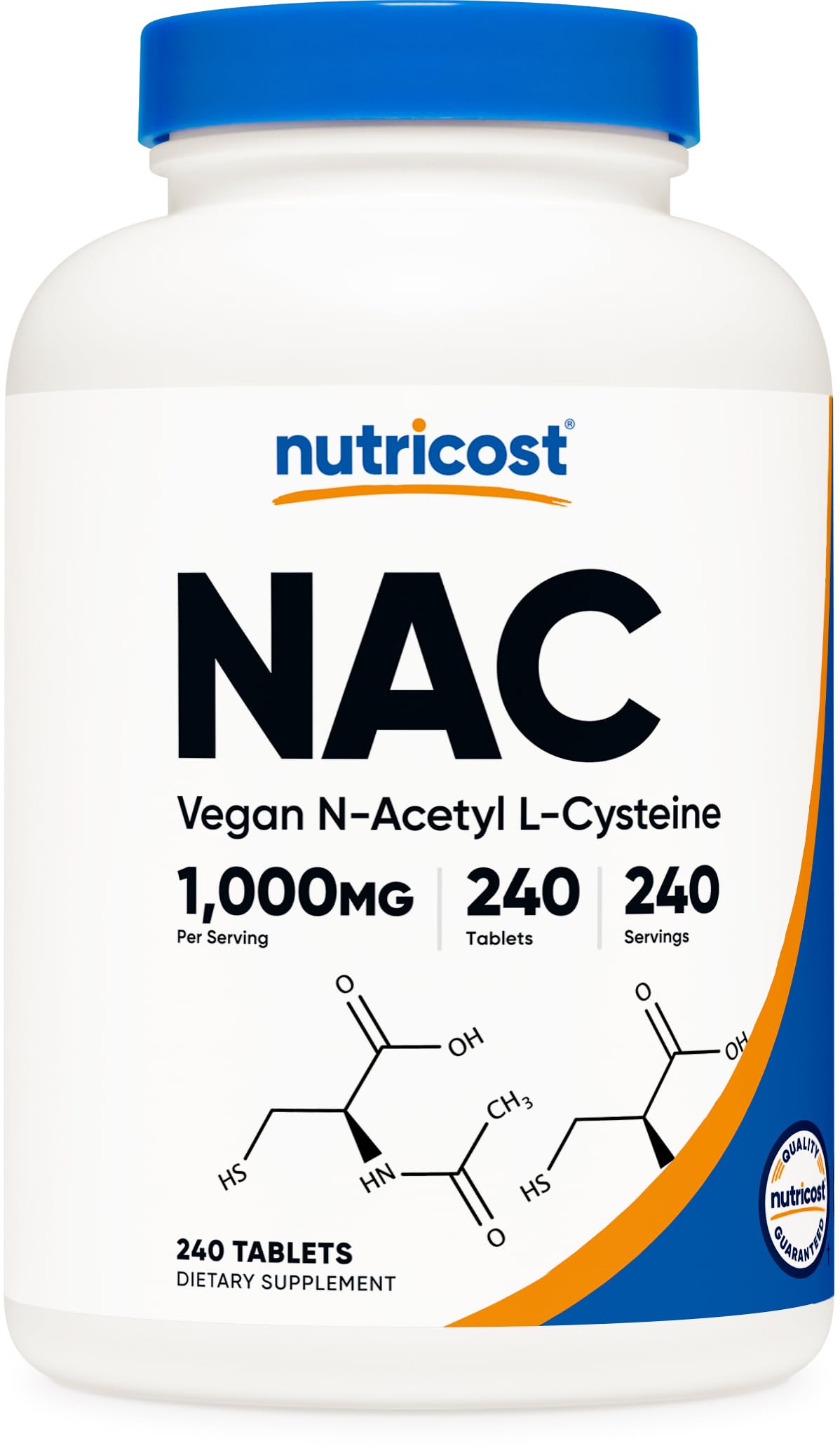 Nutricost N-Acetyl L-Cysteine NAC 1000 mg bottle front label