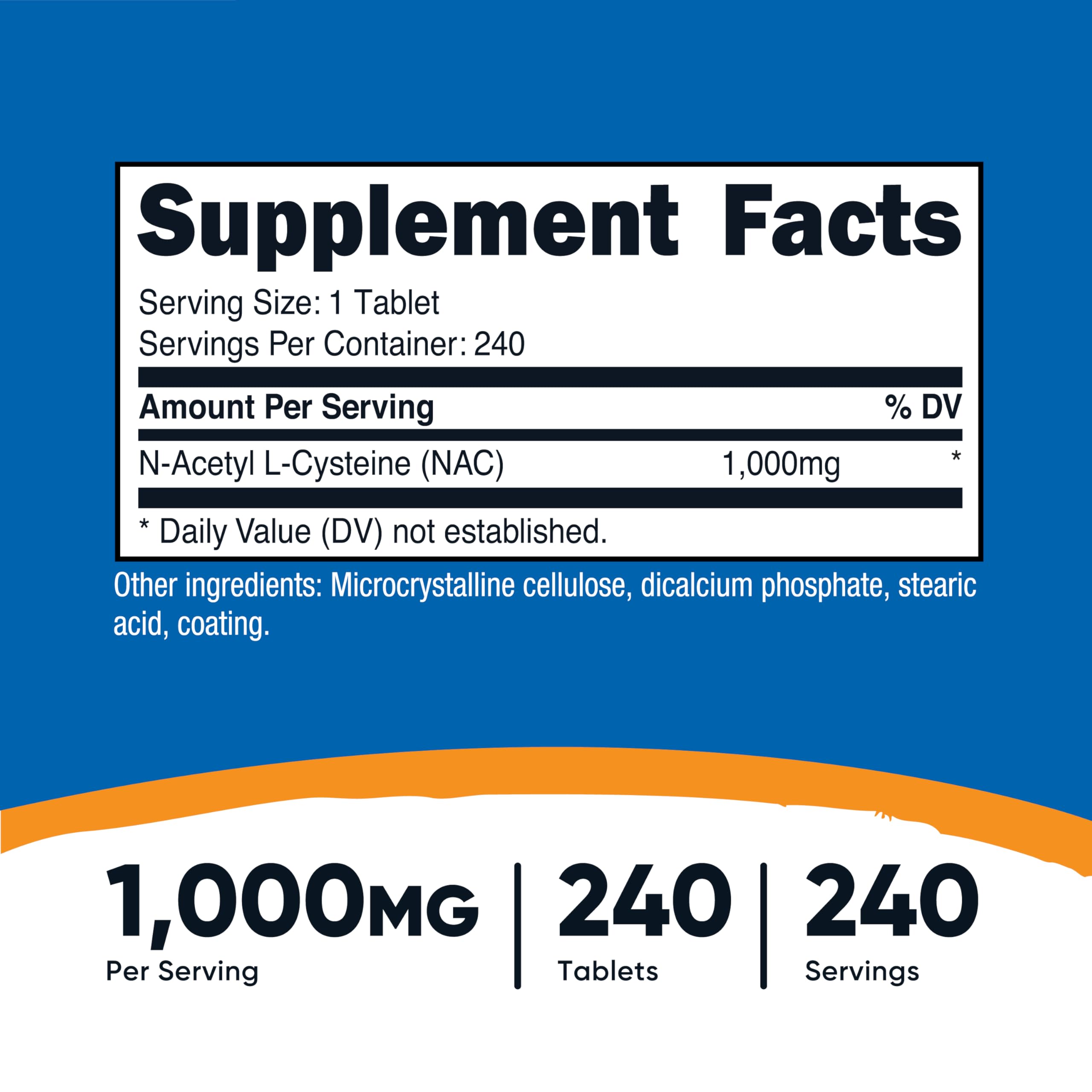 Label detail showing vegan and gluten-free claims on NAC bottle