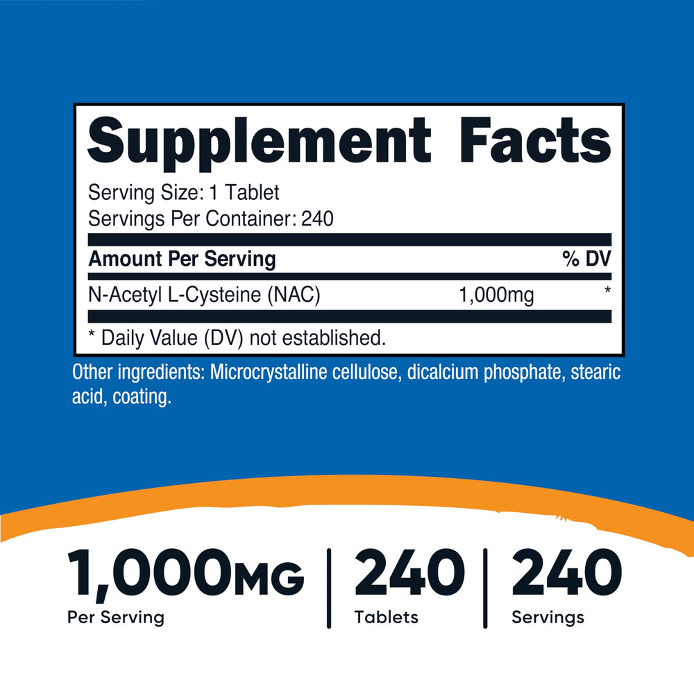 Label detail showing vegan and gluten-free claims on NAC bottle