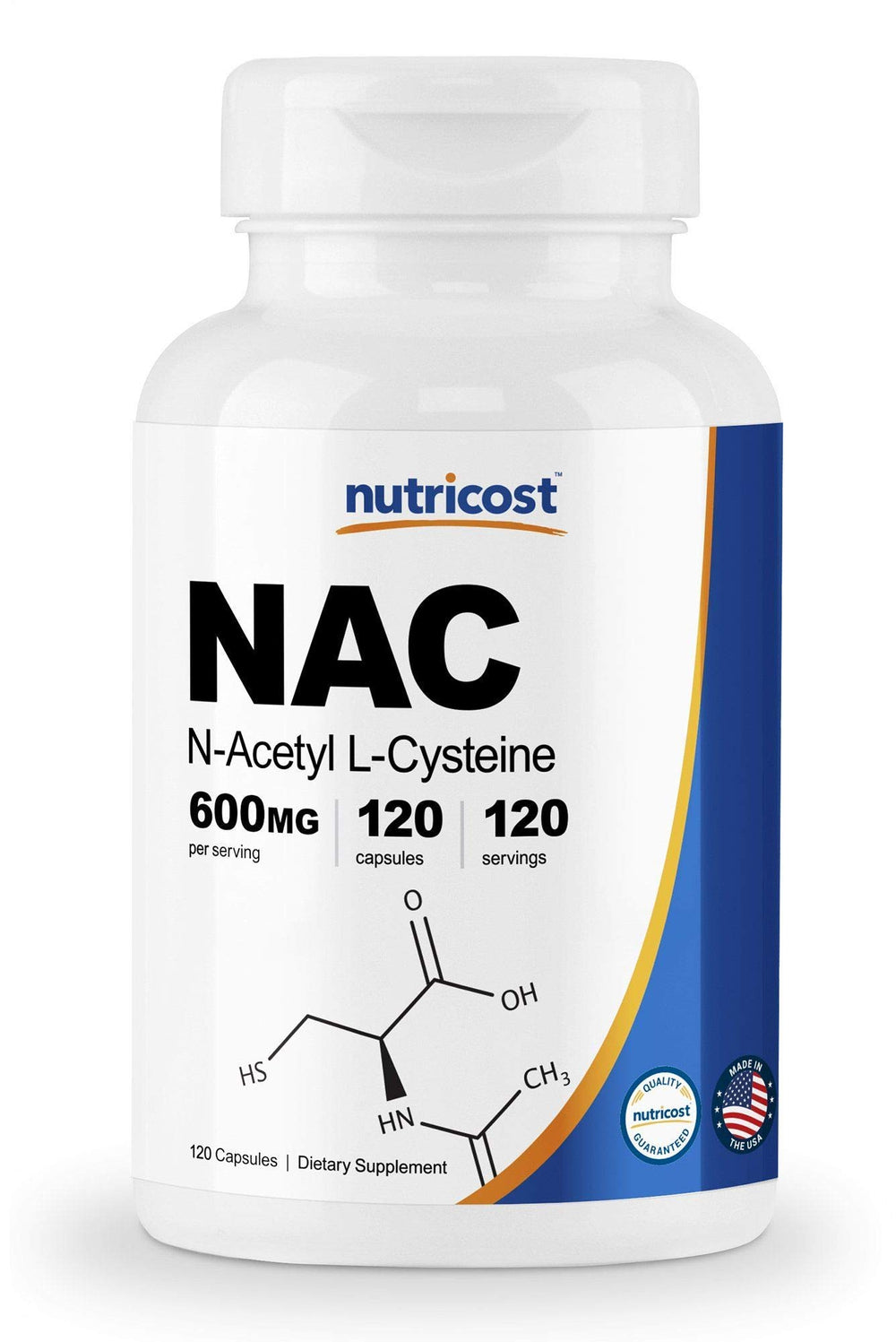 Nutricost NAC 600mg bottle with vegan capsules for daily supplement routine
