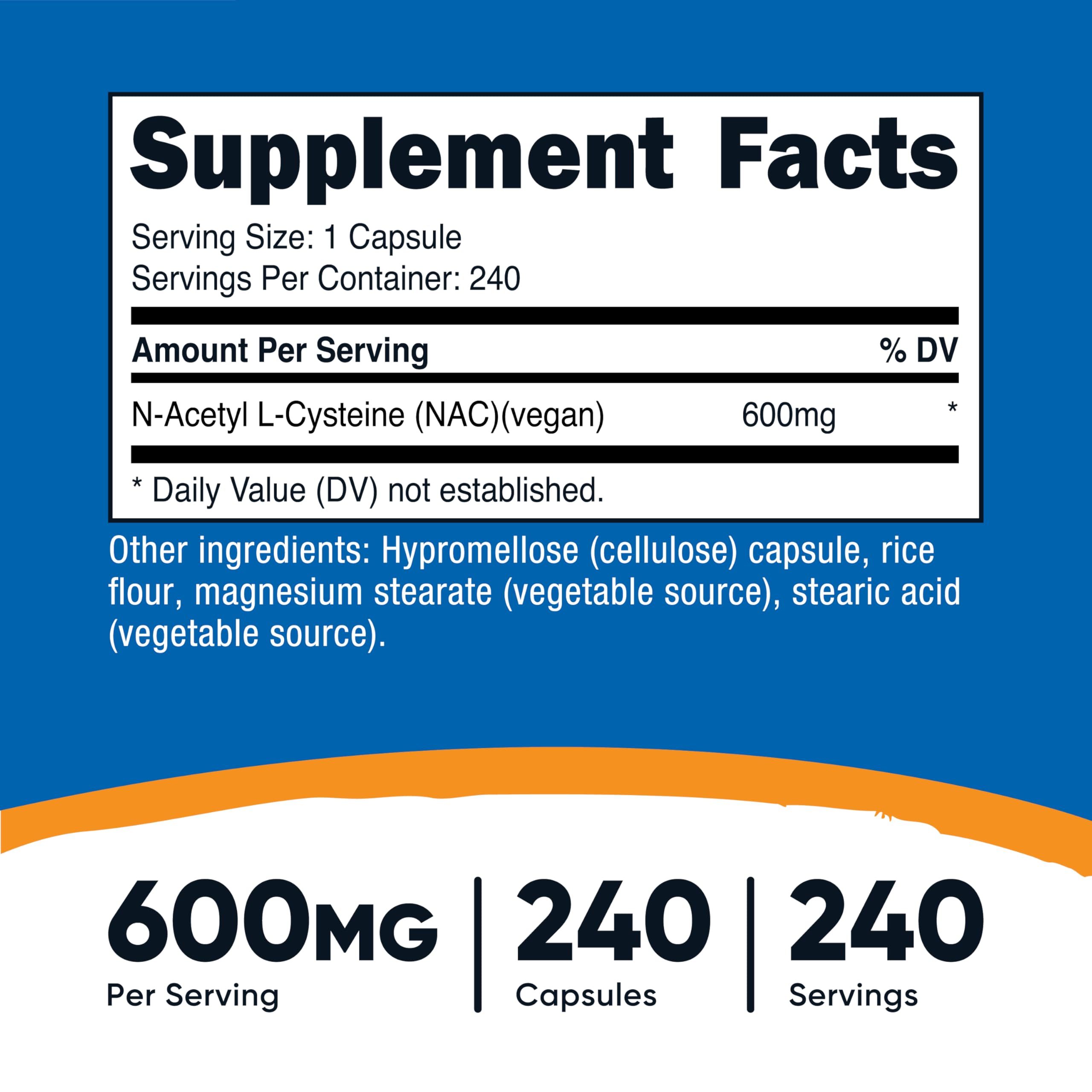 Nutricost NAC capsules close-up showing veggie capsules for vegan use