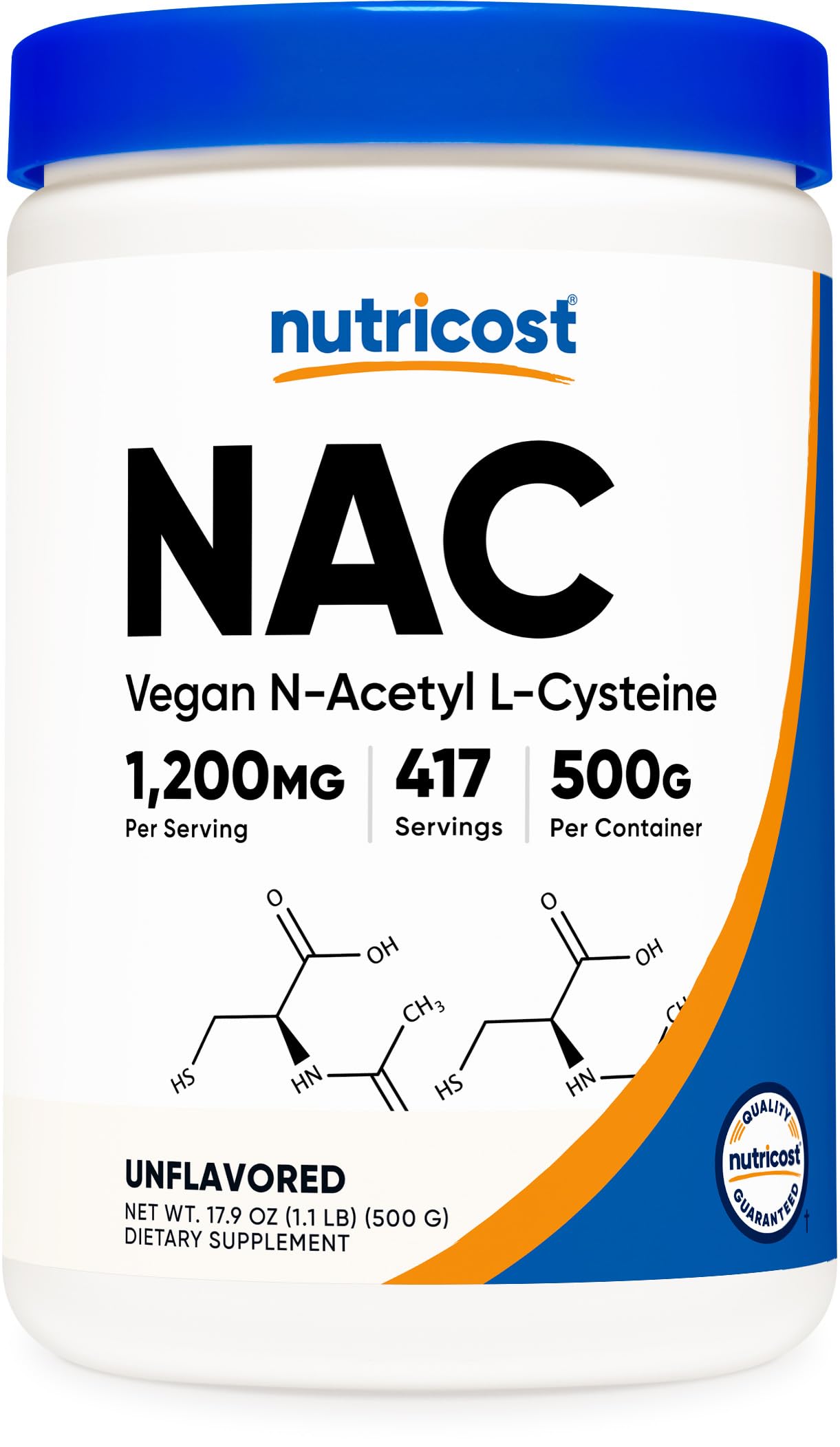 Nutricost NAC powder 500g front view