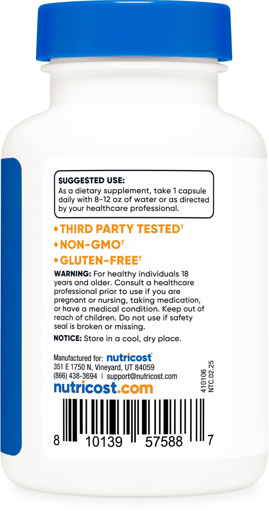 Vegan and gluten-free Nutricost NADH bottle