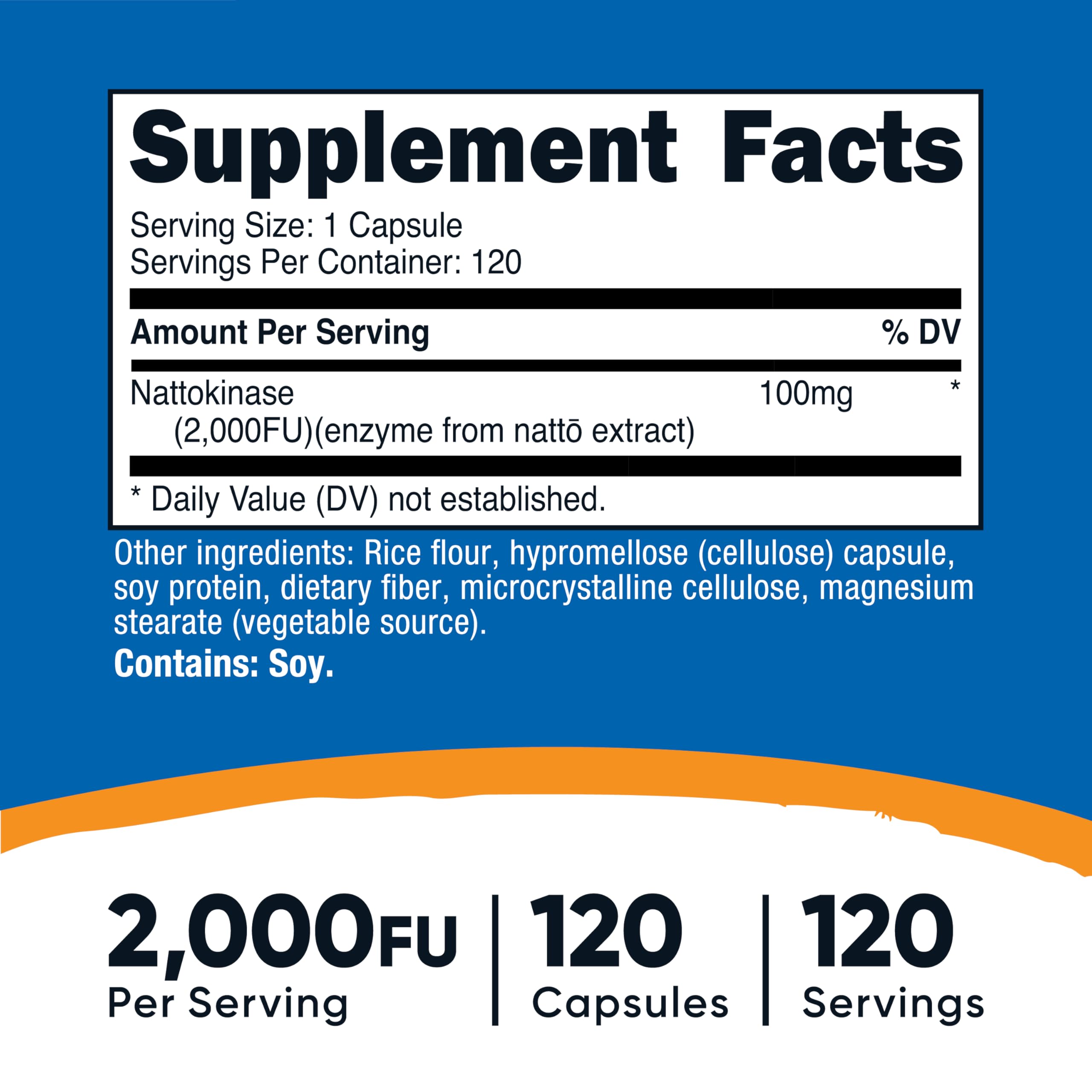 Nattokinase capsules, 2000 FU per serving