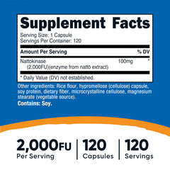 Nattokinase capsules, 2000 FU per serving