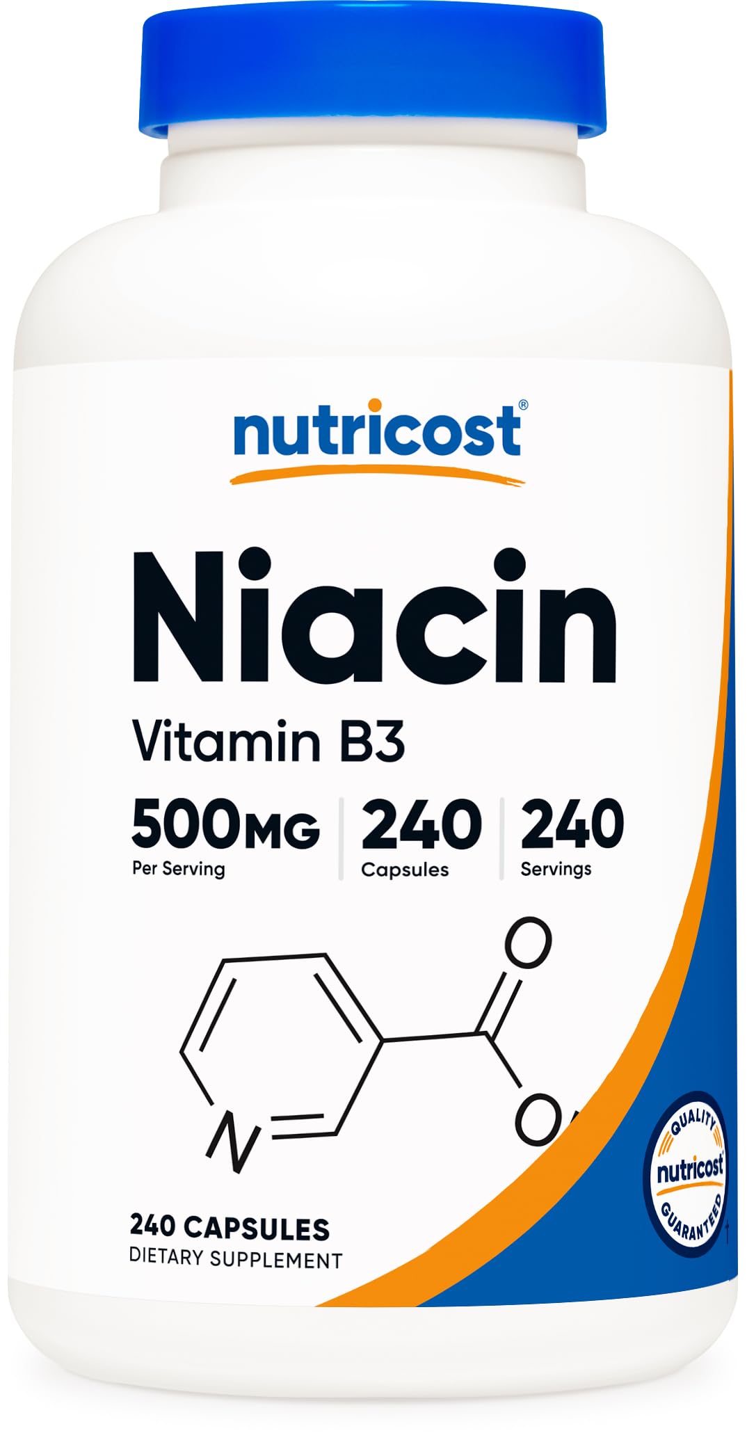 Nutricost Niacin 500mg bottle front label
