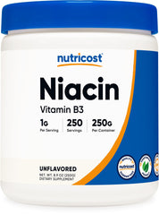 Nutricost Niacin Powder 250g bottle front view