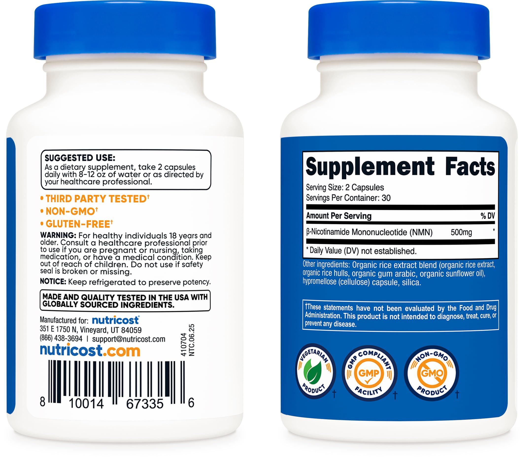 Vegetarian-friendly NMN supplement by Nutricost