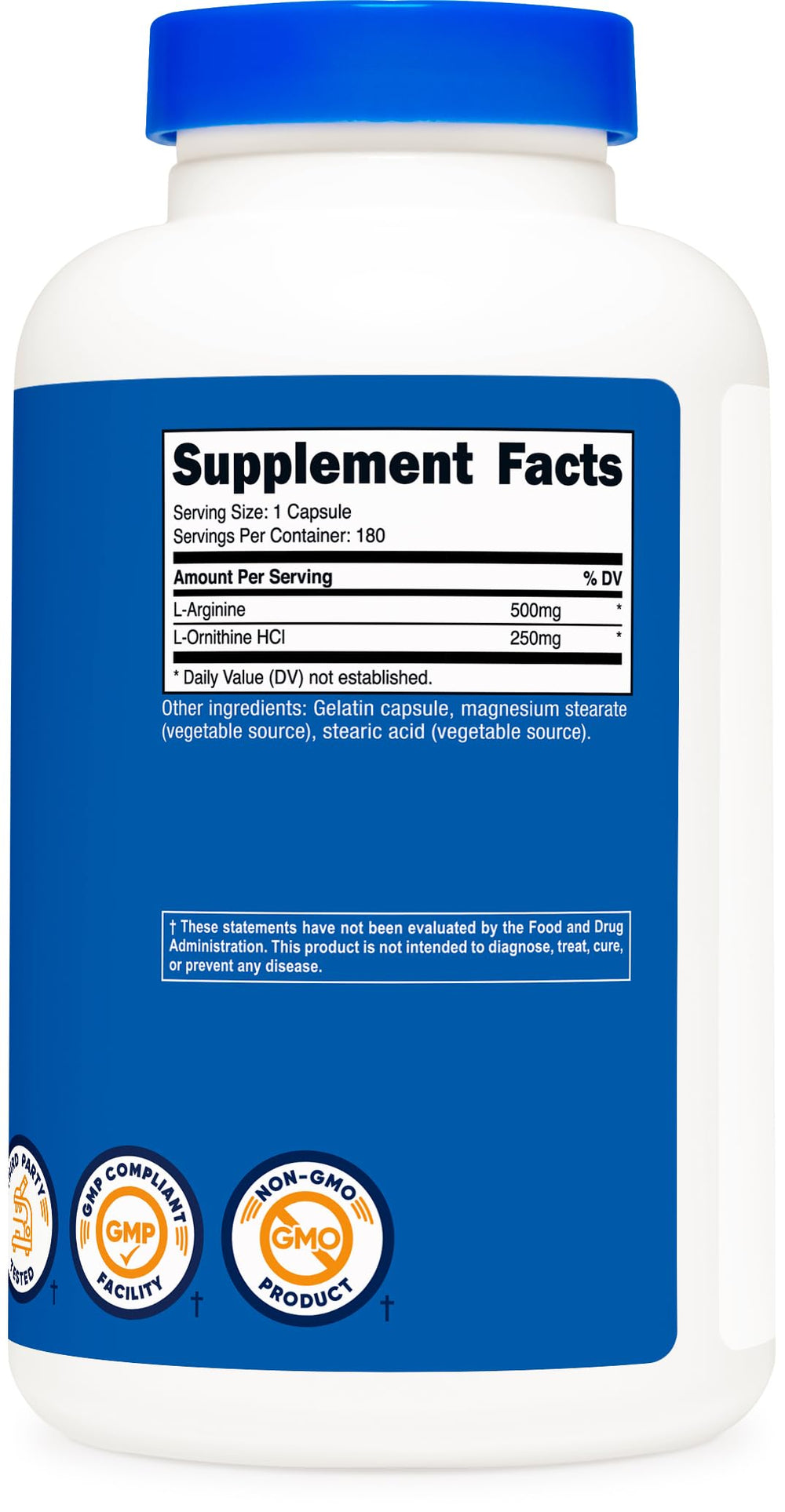 Non-GMO and gluten-free icons on Nutricost packaging