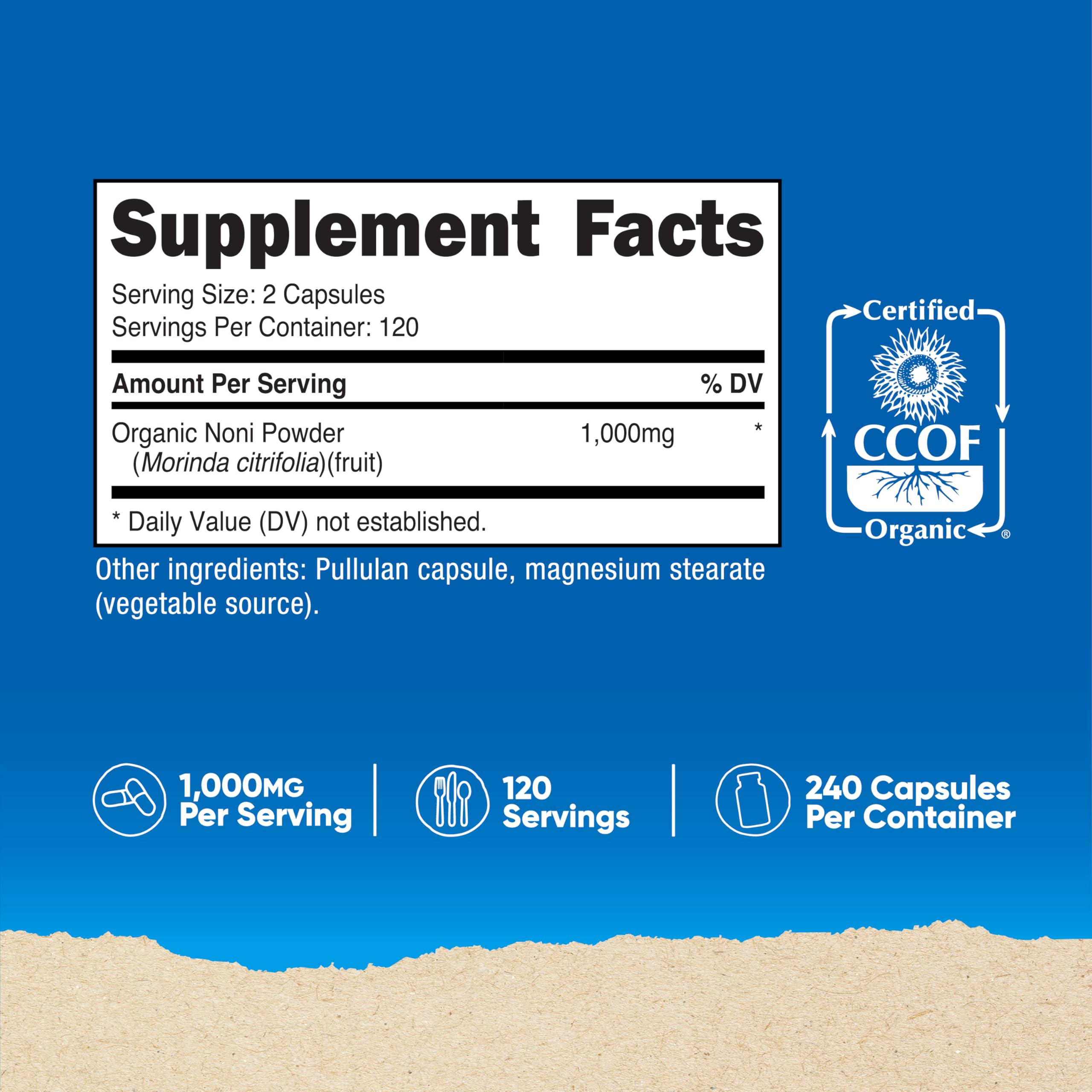 CCOF Organic certification seal and Non-GMO logo on label