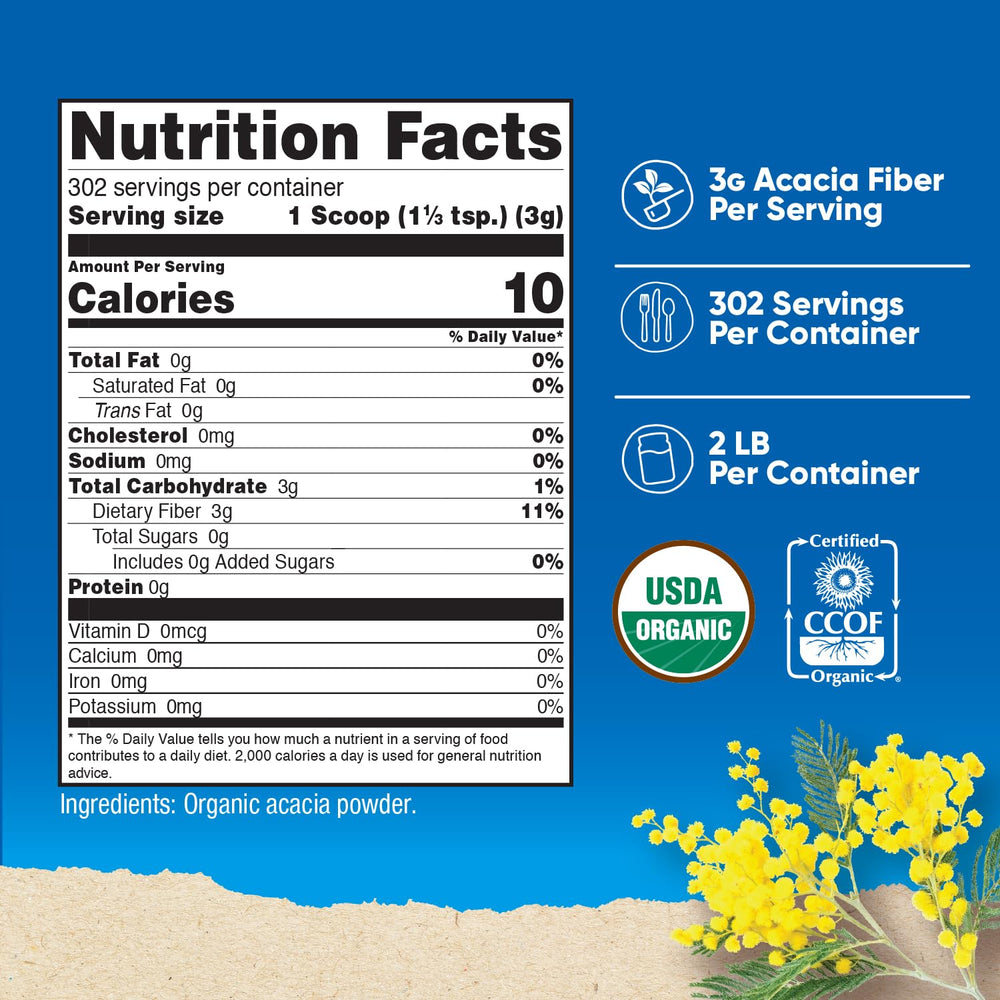 2 lb bottle of Nutricost Organic Acacia Fiber Powder