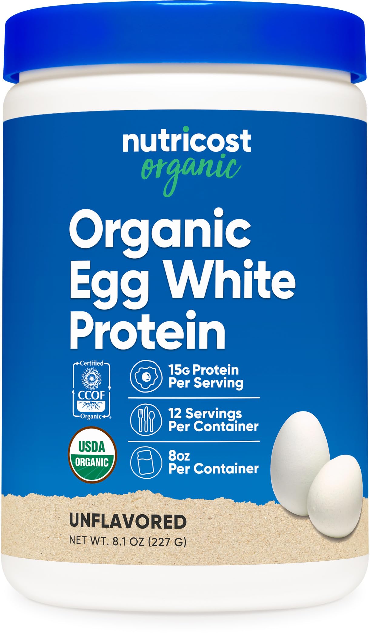 Nutricost organic egg white protein powder 8oz bottle for quick high-protein shakes