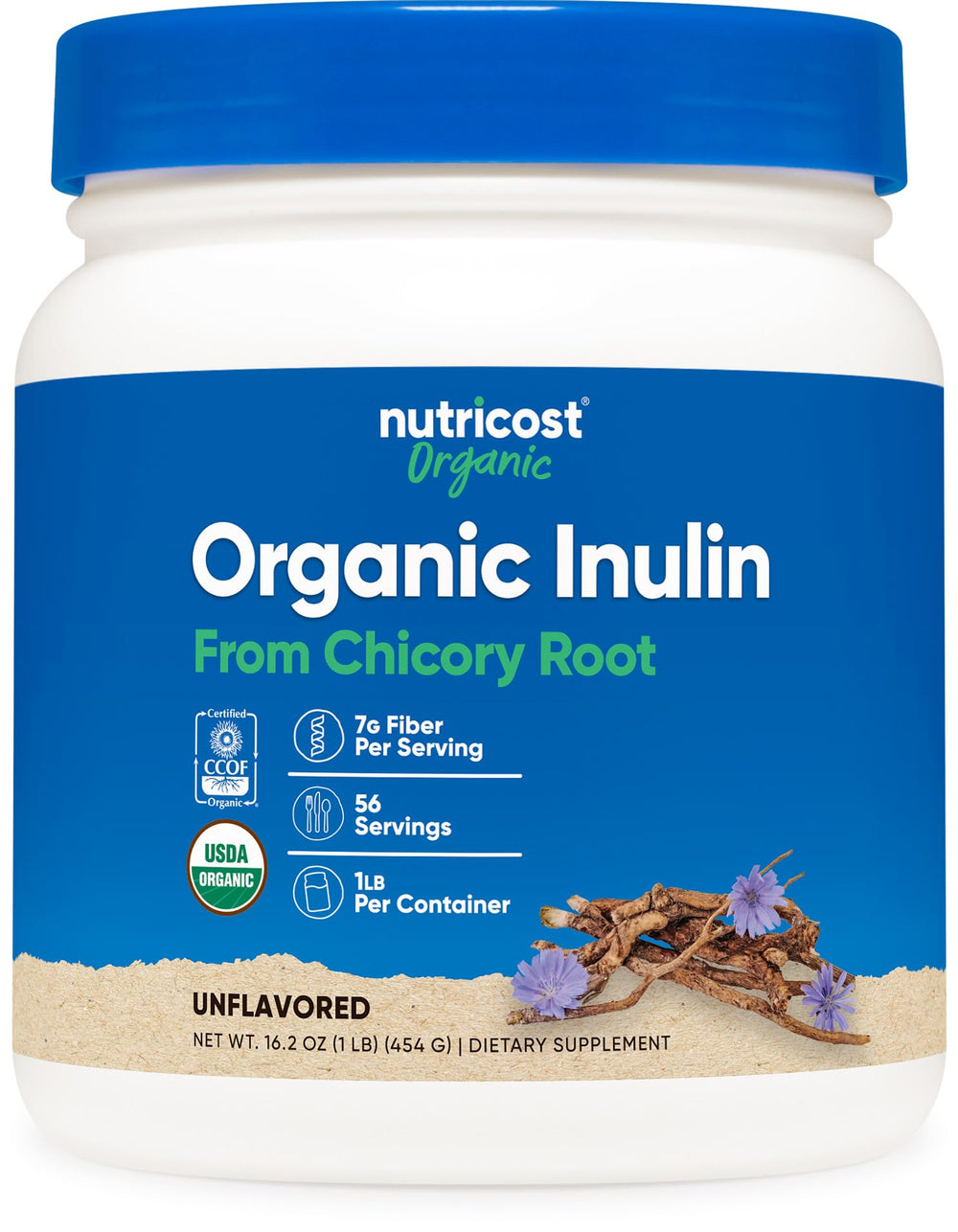 Nutricost Organic Inulin Powder 1lb bottle label