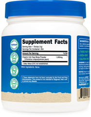 Nutricost Organic Irish Moss Powder label with USDA Organic certification