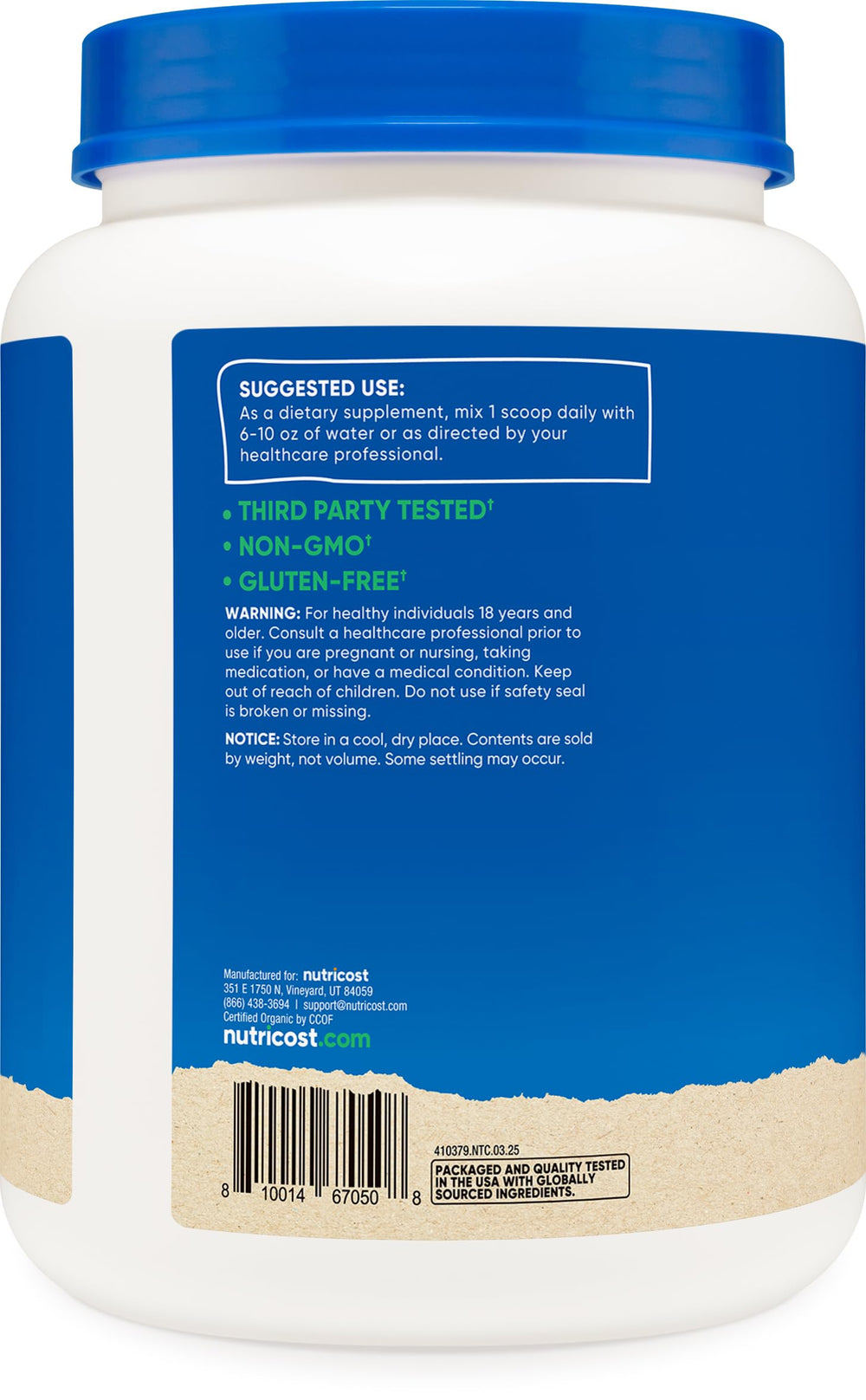 Bottle with scoop included for Lion's Mane powder