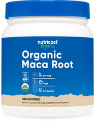Nutricost Organic Maca Root Powder bottle labeled 1 lb (500 g)
