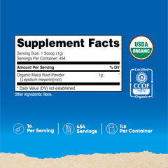 Close-up of Nutricost Maca Root Powder bottle showing label