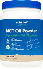 Front view of Nutricost Organic MCT Oil Powder 1 lb container