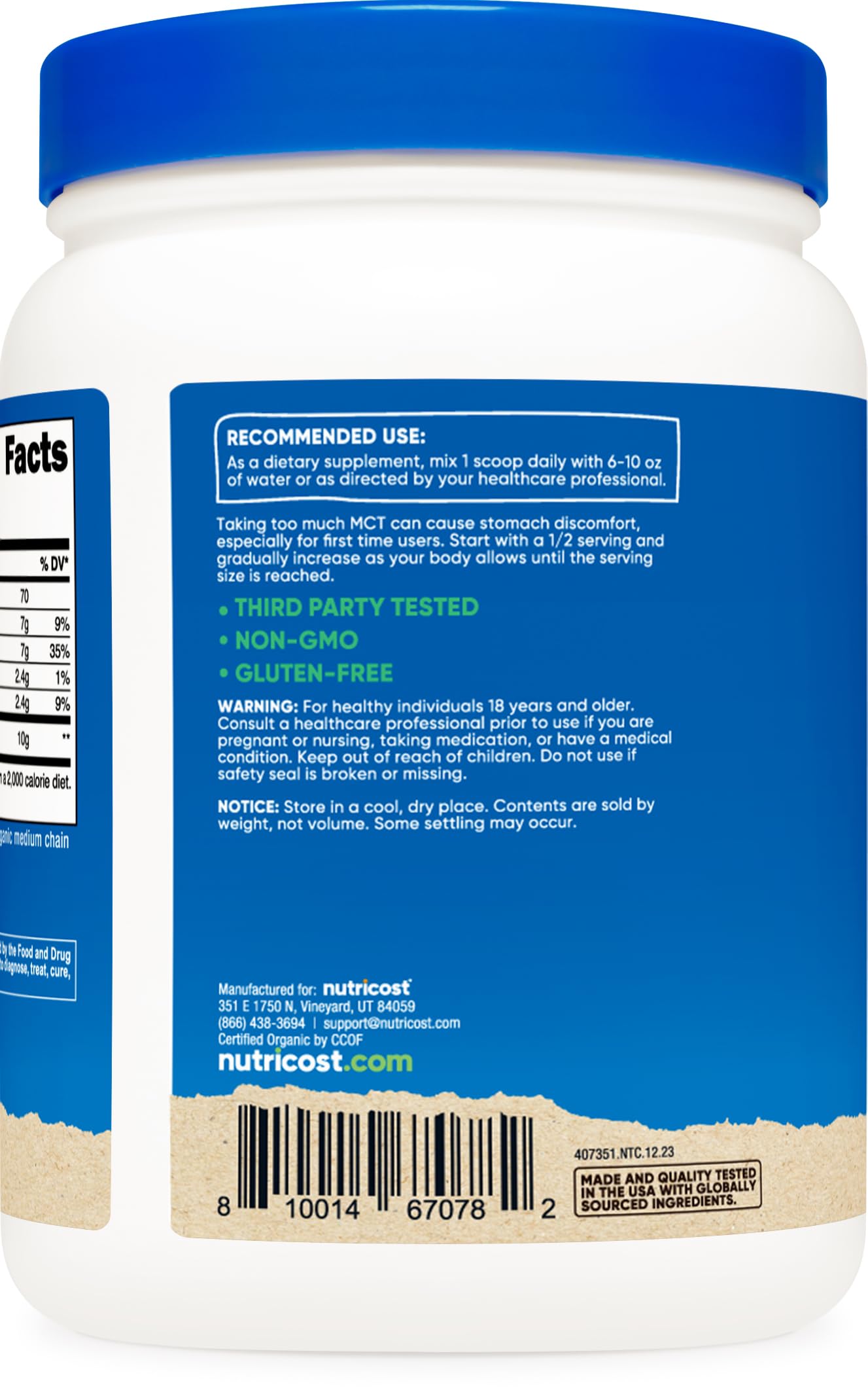 Serving scoop with MCT Oil Powder