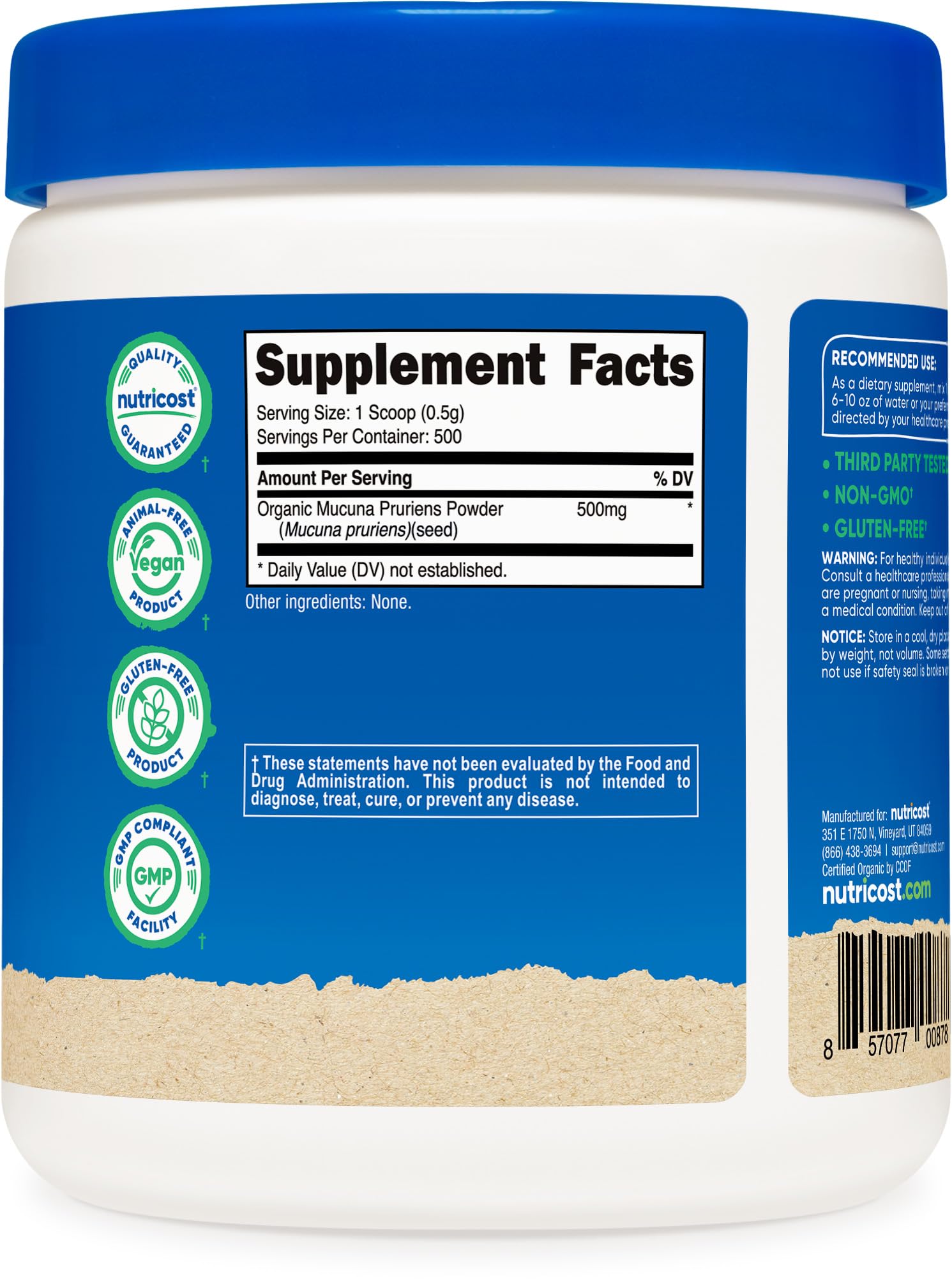 Nutricost packaging highlights GMP facility and quality control