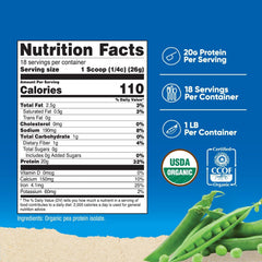 Back label of Nutricost Organic Pea Protein Powder 1 lb