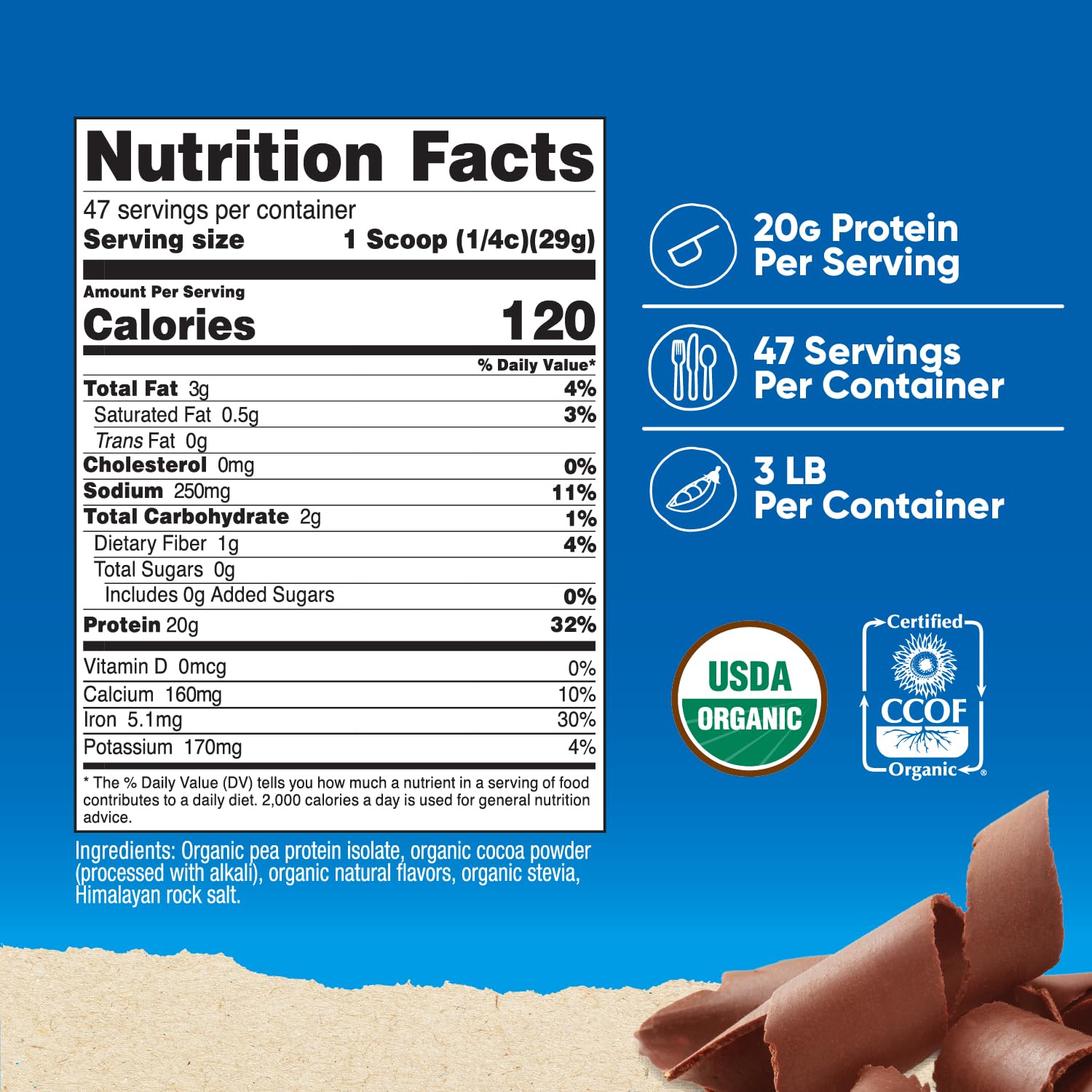 Nutricost Organic Pea Protein Powder Chocolate shake glass demonstrates easy plant-based protein addition