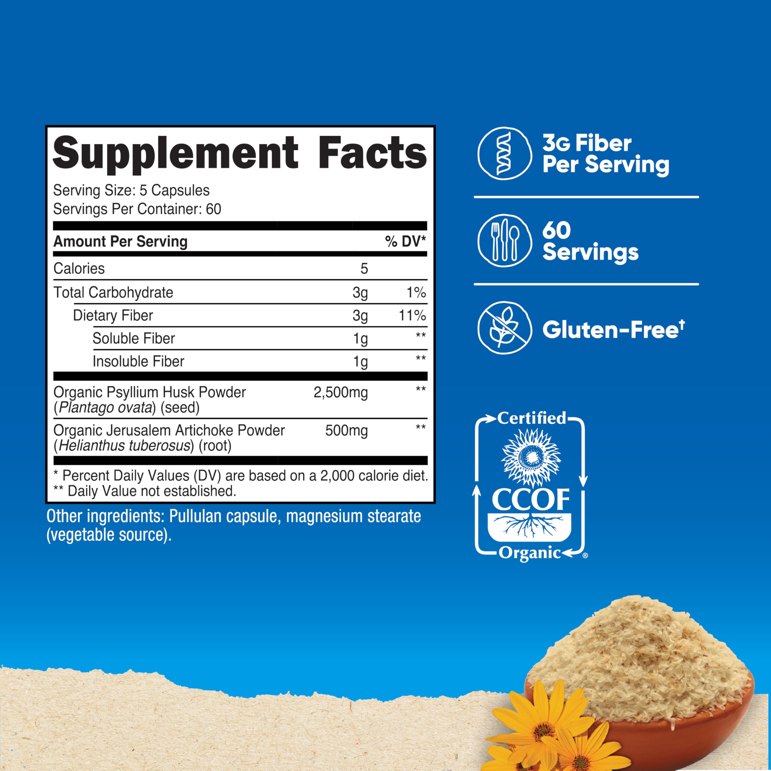 Organic psyllium husk ingredient label