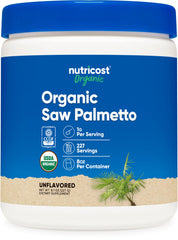 Nutricost Organic Saw Palmetto Powder 8oz bottle front view