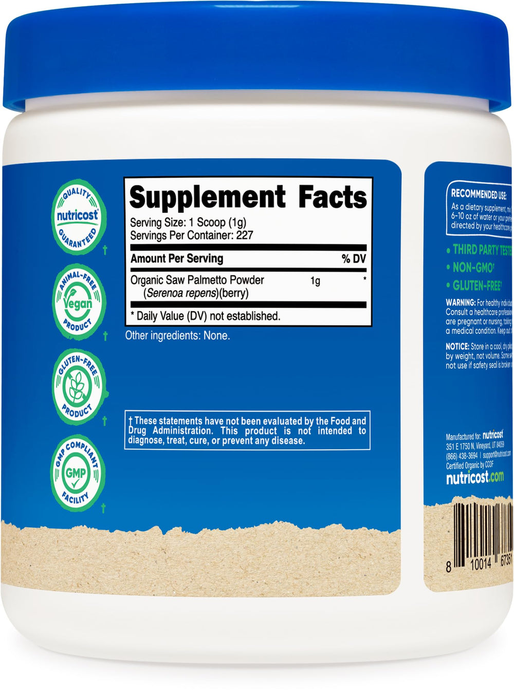 Serving scoop included with Nutricost Organic Saw Palmetto Powder 8oz