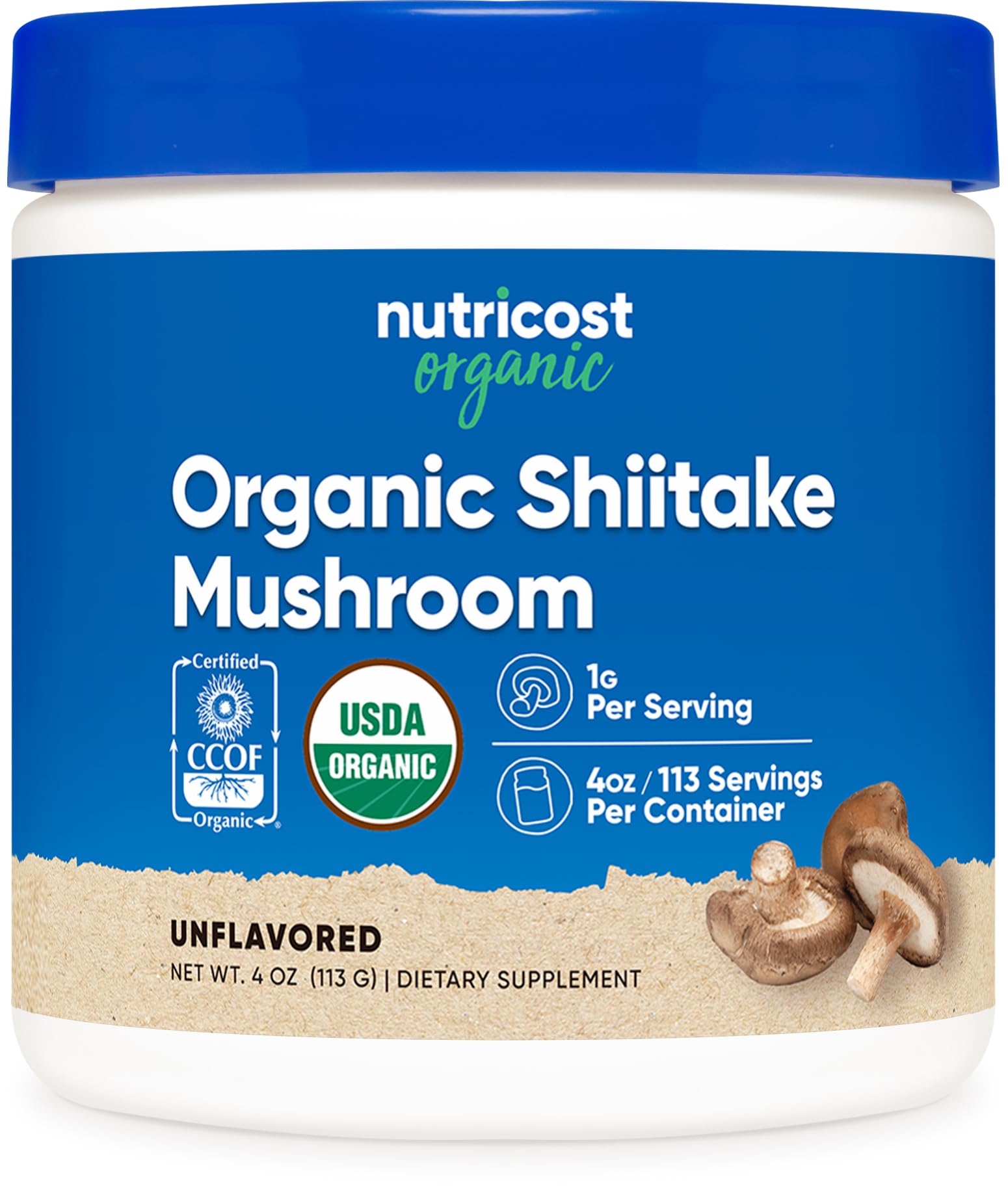 Nutricost Organic Shiitake Mushroom Powder bottle 4 oz
