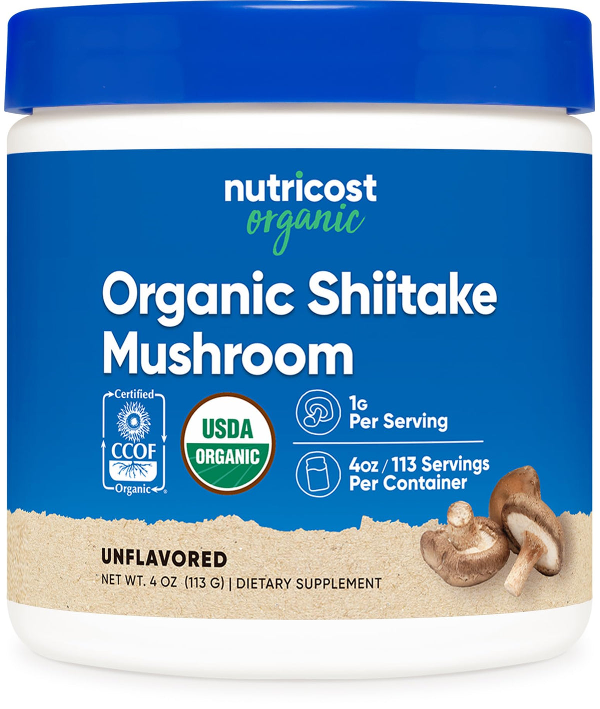 Nutricost Organic Shiitake Mushroom Powder bottle 4 oz