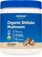 Nutricost Organic Shiitake Mushroom Powder bottle front (8oz)