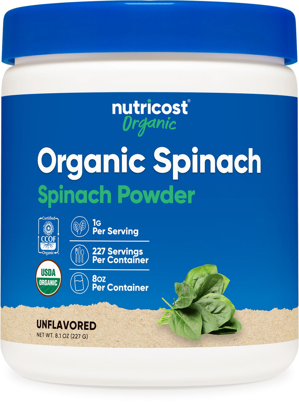 Nutricost Organic Spinach Powder 8oz bottle