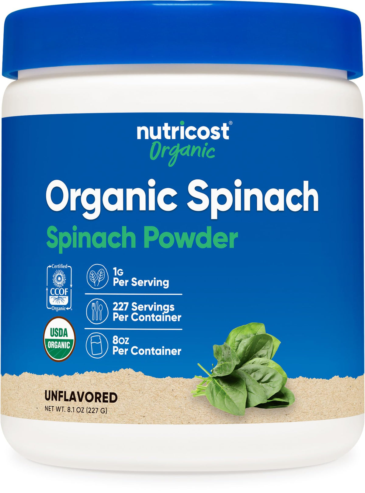 Nutricost Organic Spinach Powder 8oz bottle