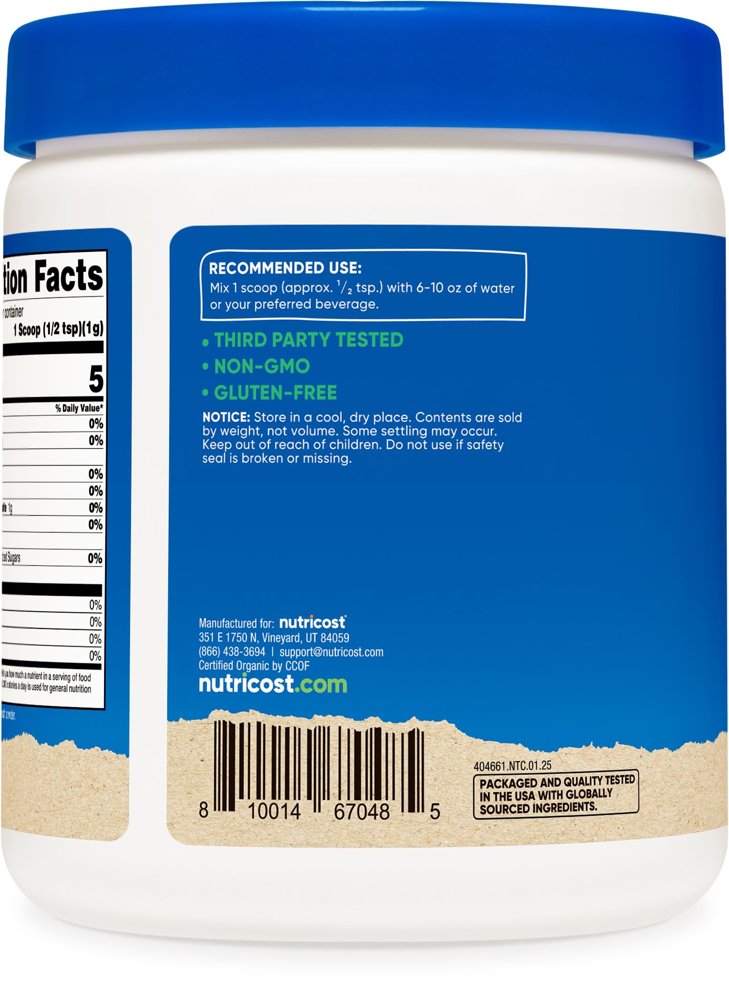 Label showing USDA Organic and Non-GMO