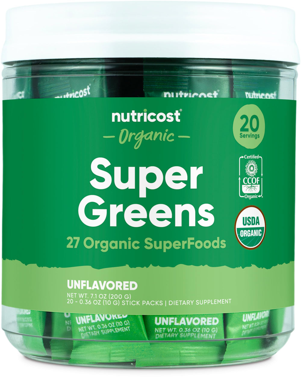 Nutricost Organic Super Greens Unflavored packaging