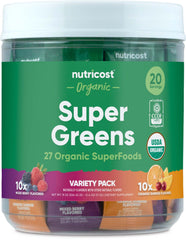 Nutricost Organic Super Greens Variety Pack – Berry flavor front view