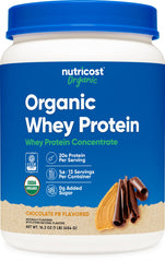 Nutricost Organic Whey Protein Concentrate chocolate peanut butter container for post-workout shakes
