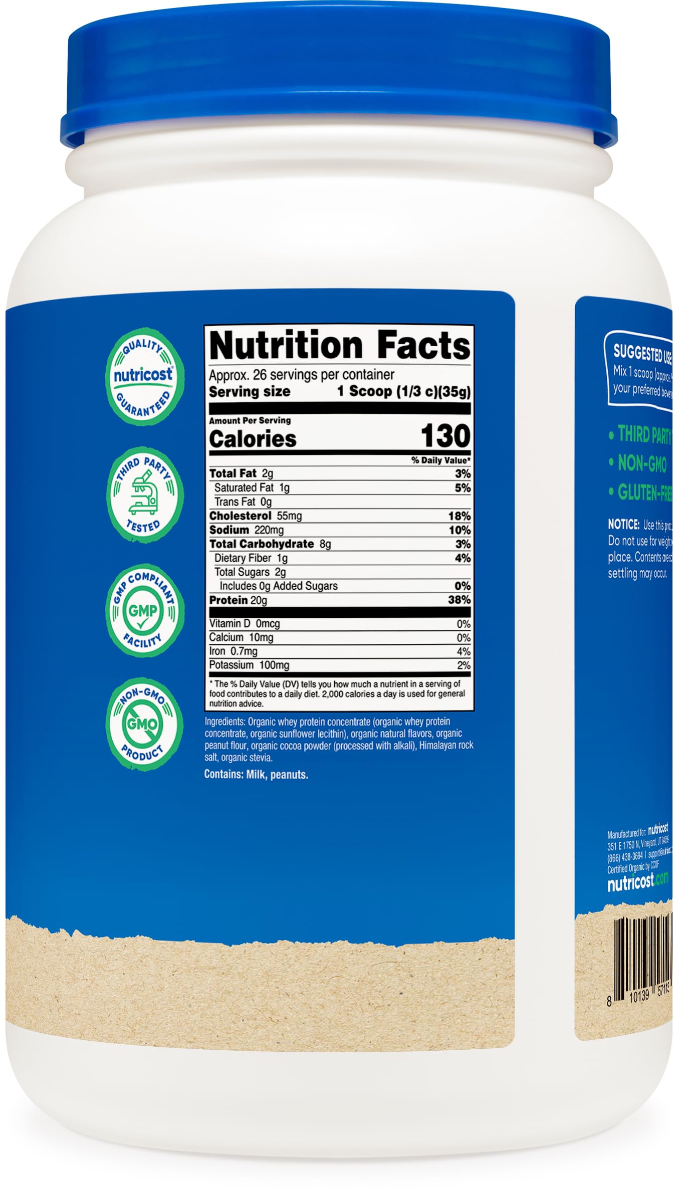 Nutricost shake glass with chocolate peanut butter flavor showing versatile post-workout option.