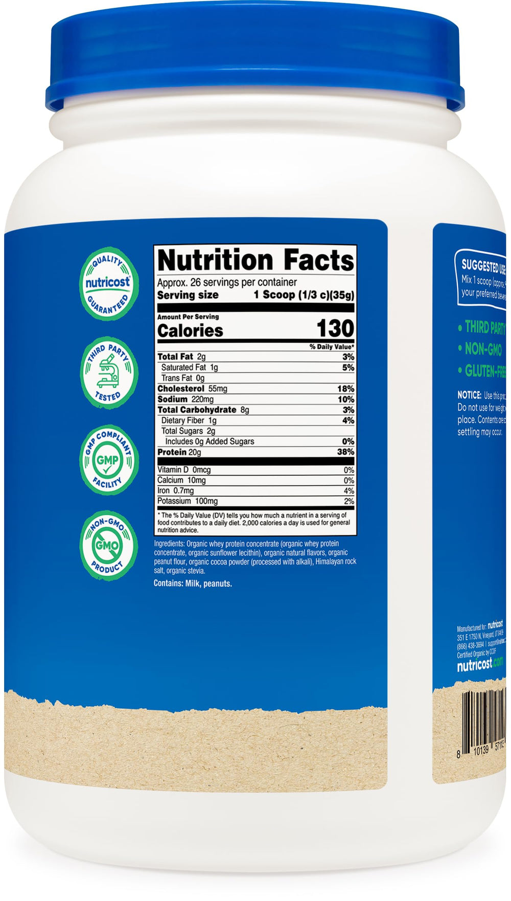 Nutricost shake glass with chocolate peanut butter flavor showing versatile post-workout option.